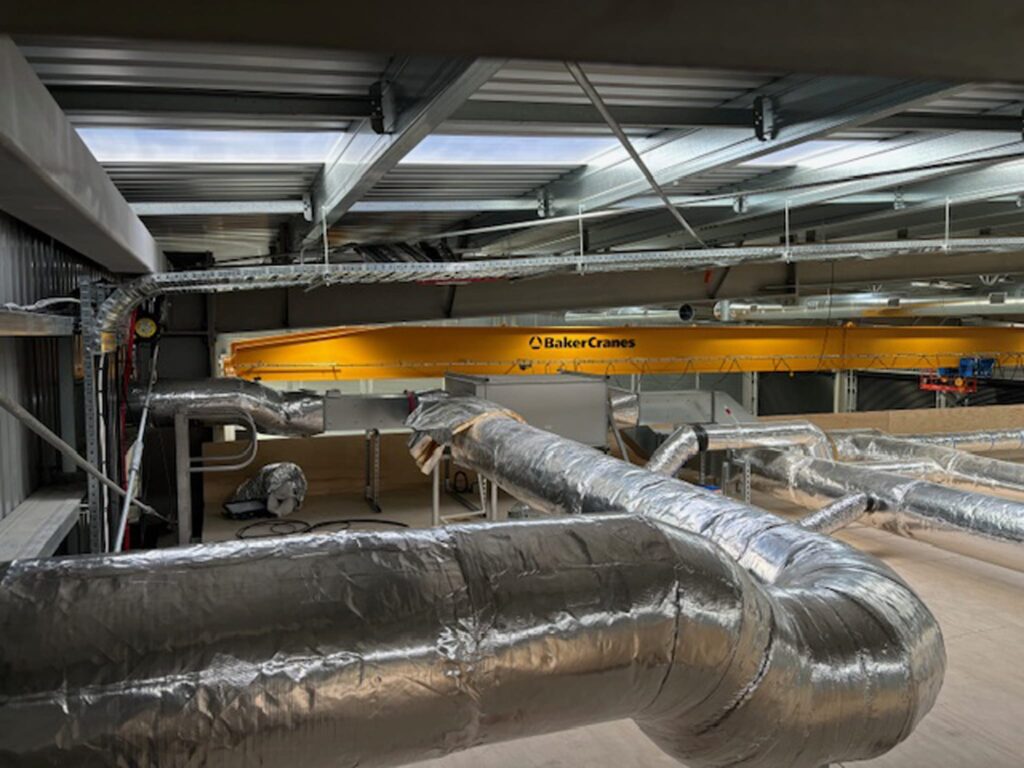 Ducted ventilation system installed by Beattie Air in a commercial warehouse in Christchurch, Canterbury